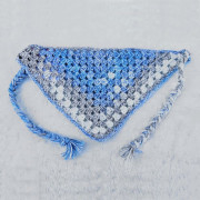 Háčkovaný šátek, hnědo-modrý melír