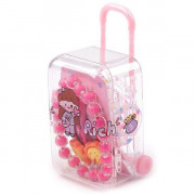Dětský náramek, pukačky a gumičky v boxu kufr, pink-slunce