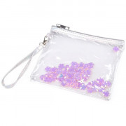 Pouzdro, kosmetická taška s přesýpacími flitry 14,5x17 cm, růžové květy